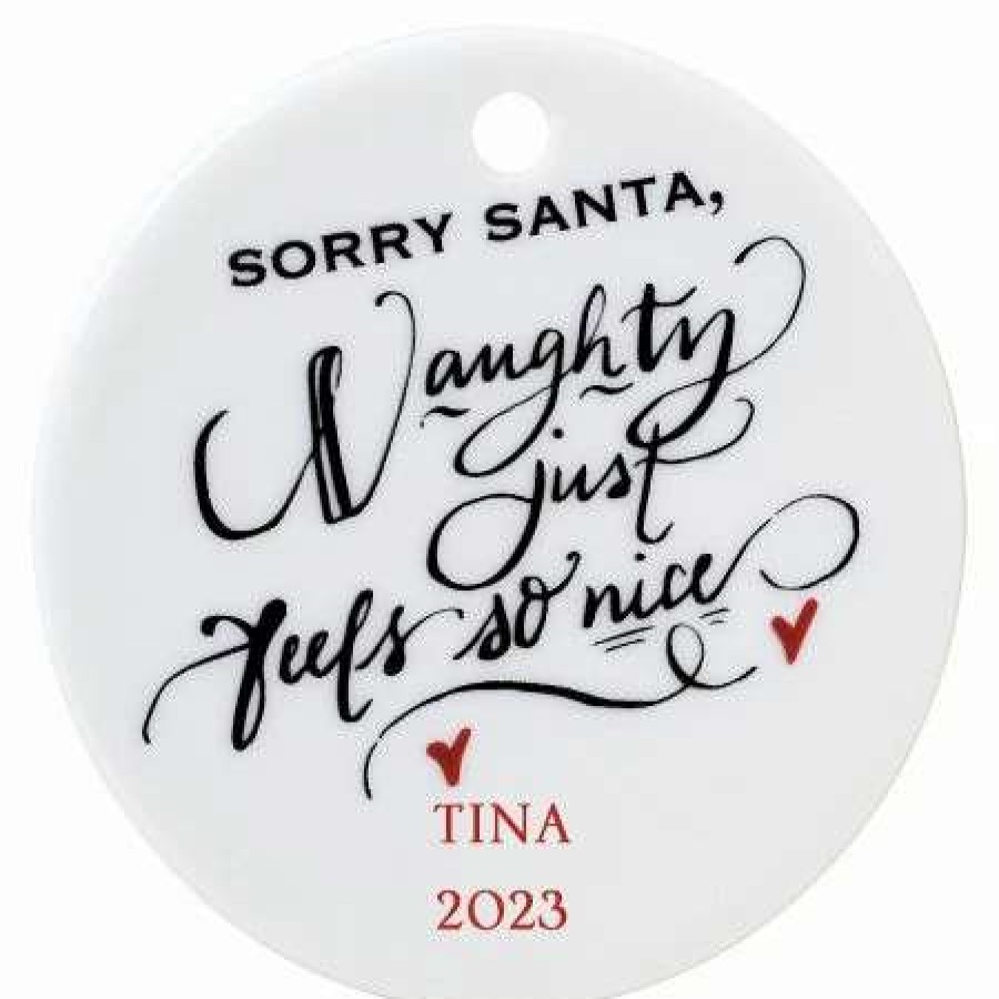 Holidays & Events * | Sorry Santa Round Personalized Christmas Ornament