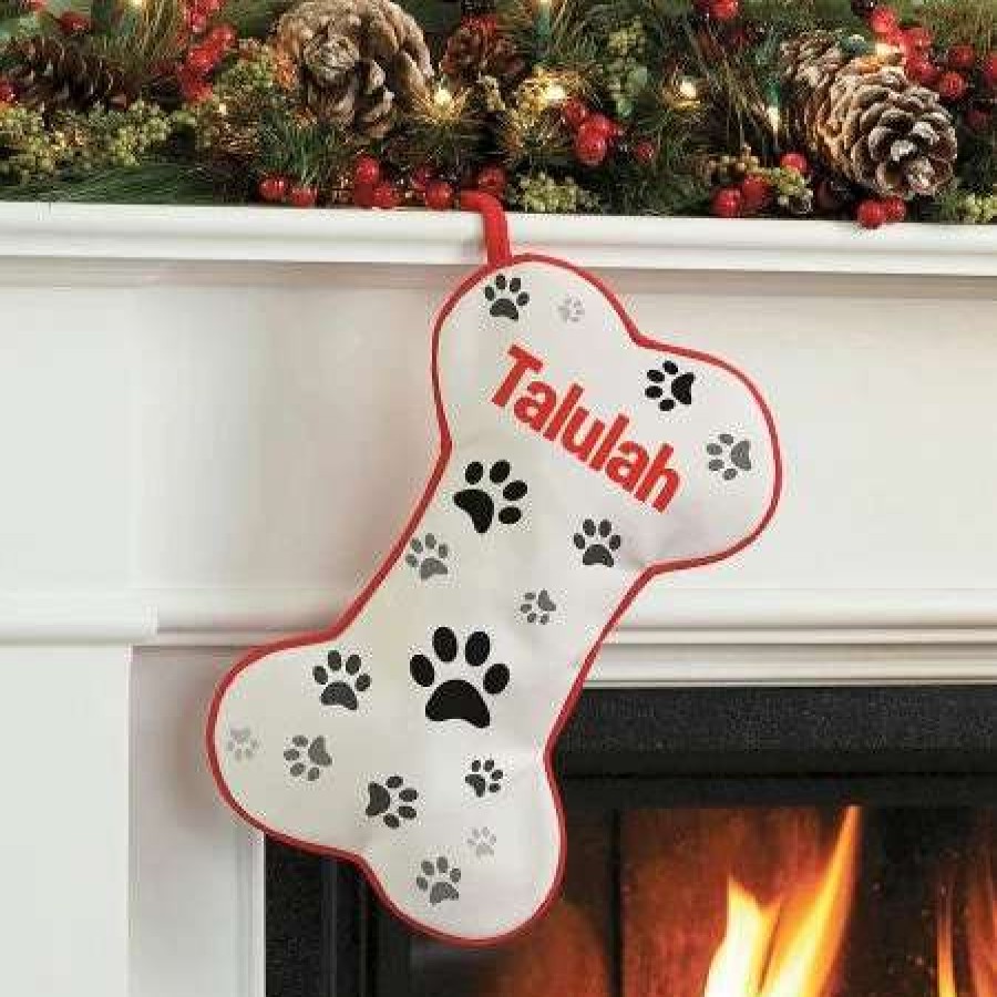 For Kids * | Sweet Pooch Dog Bone Personalized Christmas Stocking