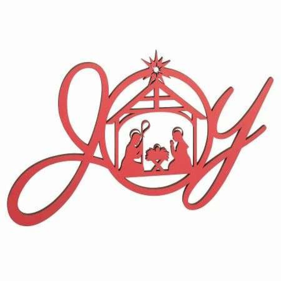 Holidays & Events * | Red Wood Joy Manger Plaque