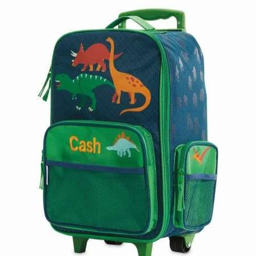 For Kids * | Green Dino 18 Rolling Luggage By Stephen Joseph