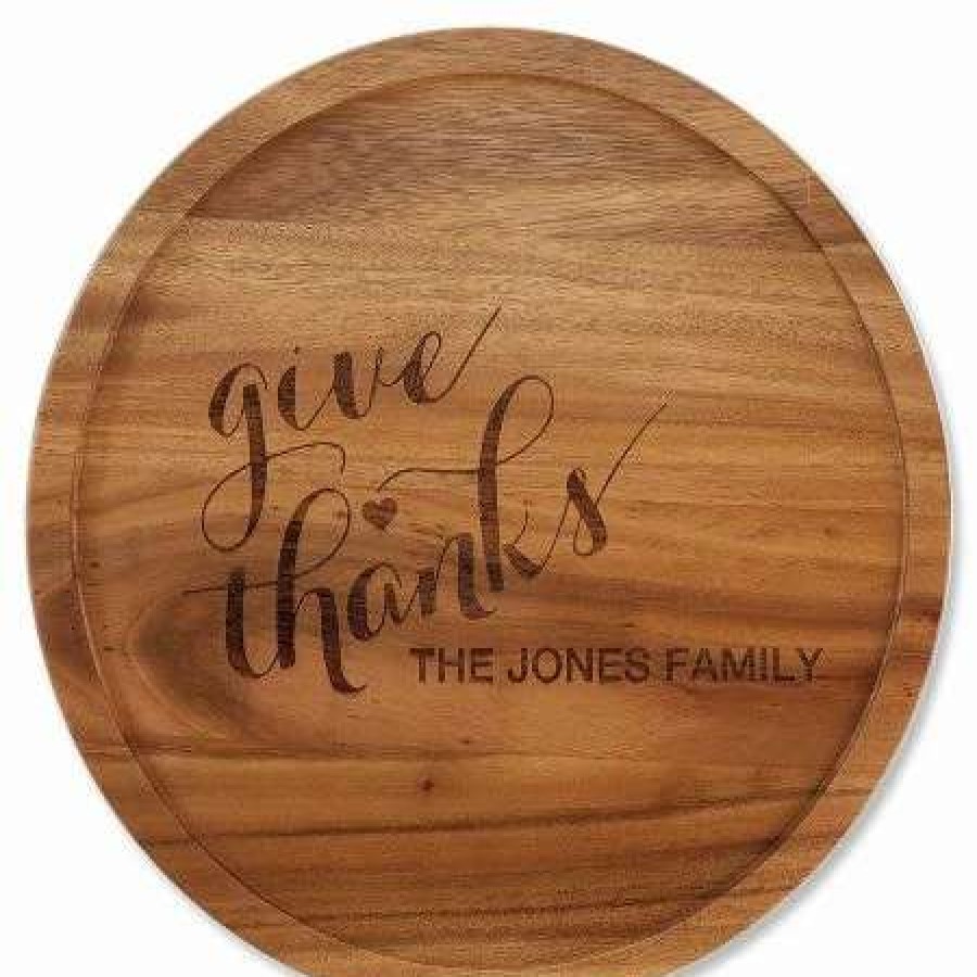 For Home * | Give Thanks Personalized Acacia Wood Lazy Susan