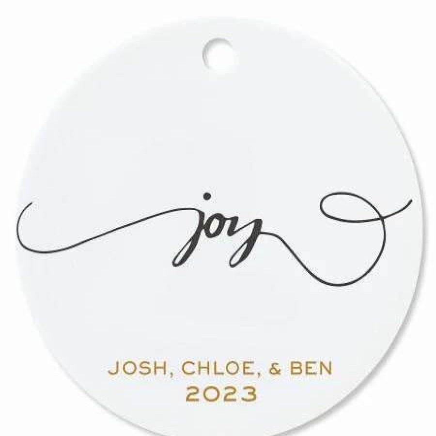 Holidays & Events * | Personalized Joy Round Christmas Ornaments