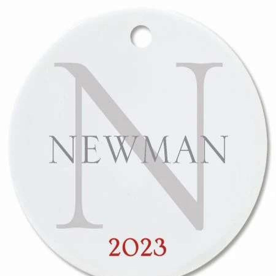 Gifts * | Name With Initial Ceramic Personalized Christmas Ornament