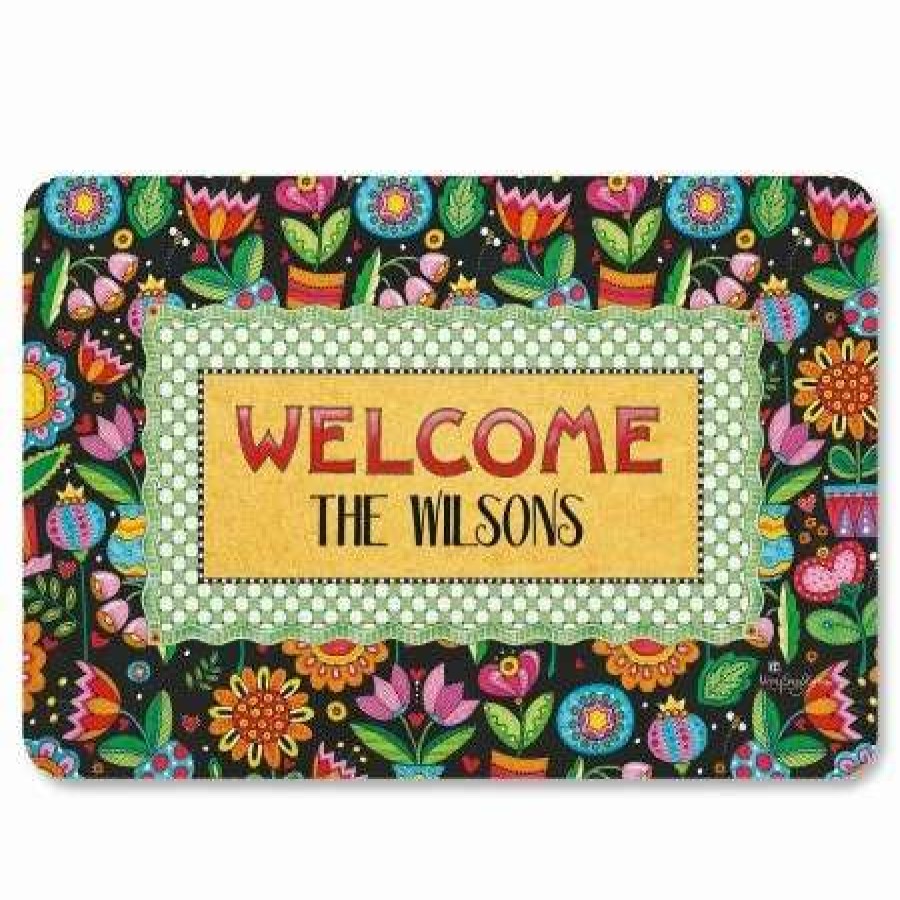 For Home * | Mary Engelbreit Personalized Floral Welcome Mat