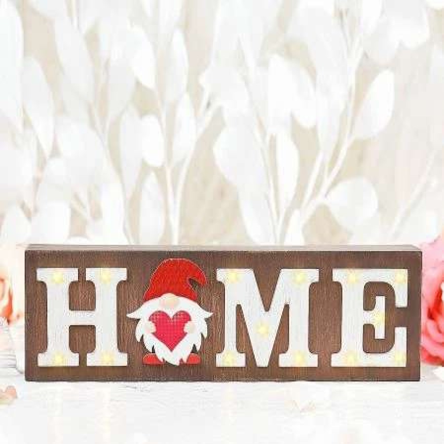 Holidays & Events * | Led Home Shelf Sitter With Interchangeable Seasonal Gnomes