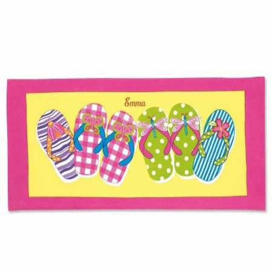 For Kids * | Flip-Flops Personalized Beach Towel