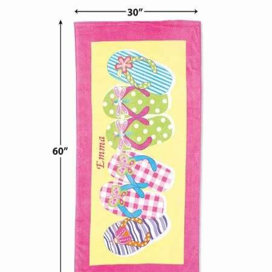 For Kids * | Flip-Flops Personalized Beach Towel