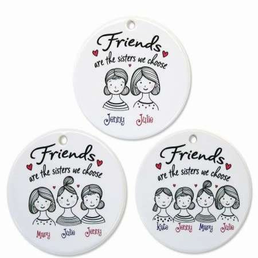 Holidays & Events * | Friends Are The Sisters Personalized Porcelain Ornament