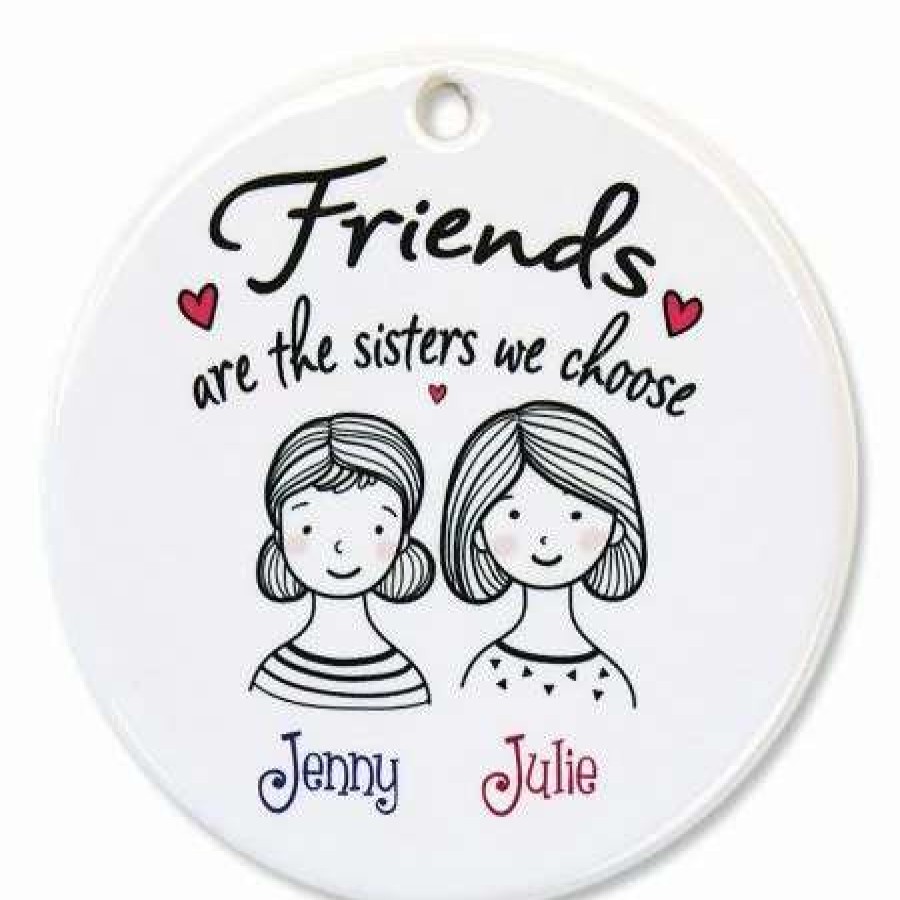 Holidays & Events * | Friends Are The Sisters Personalized Porcelain Ornament