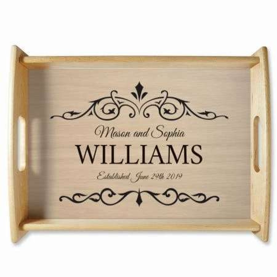 For Home * | Established Natural Wood Personalized Serving Tray