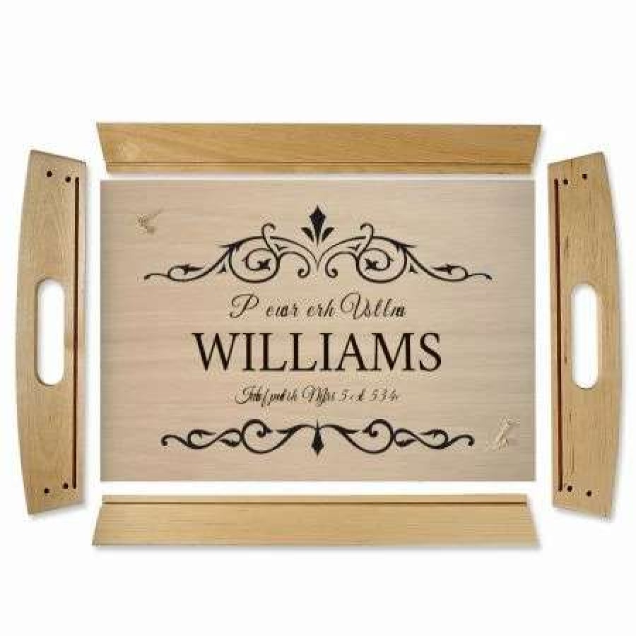 For Home * | Established Natural Wood Personalized Serving Tray