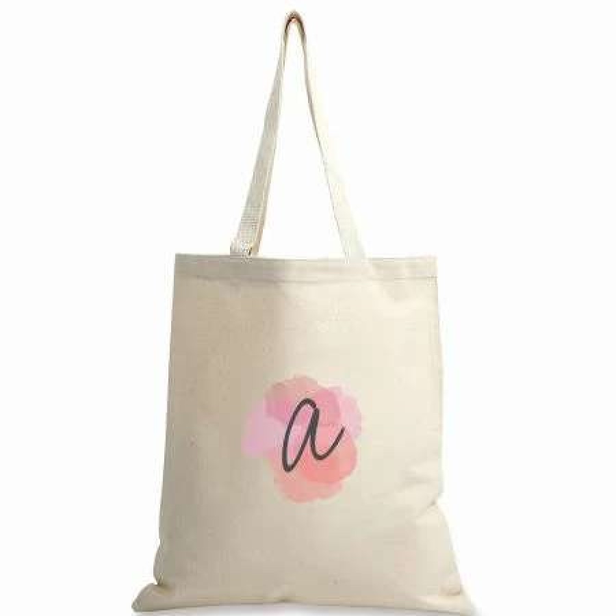 For Kids * | Watercolor Initial Personalized Canvas Tote